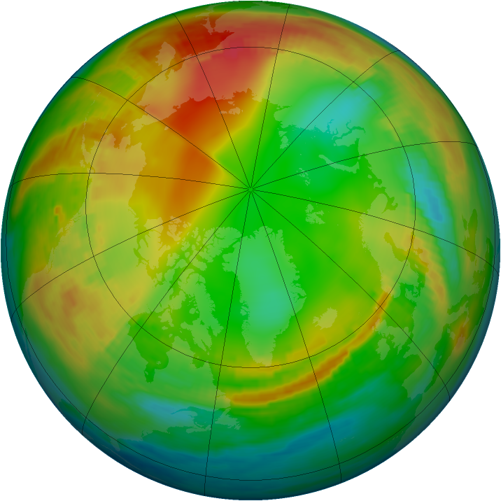 Arctic ozone map for 13 January 1984